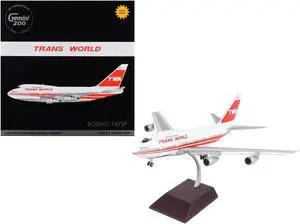 Boeing 747SP Commercial Aircraft with Flaps Down "TWA" White with Red Stripes & Tail 1/200 Diecast Model Airplane by GeminiJets
