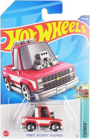 1983 Chevrolet Silverado "Toon'd" Pickup Truck Red and White "Tooned" Series Diecast Model Car by Hot Wheels