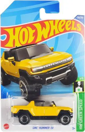 GMC Hummer EV Pickup Truck Yellow with Open Top "HW Green Speed" Series Diecast Model Car by Hot Wheels