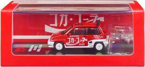 Honda City Turbo II (Right Hand Drive) Red & White "Coca-Cola" w/Honda Motocompo Scooter 1/64 Diecast Model Car by Inno Models