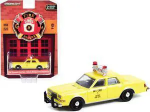 1982 Plymouth Gran Fury Yellow "Detroit Fire Dept Battalion Chief #1" (Michigan) 1/64 Diecast Model Car by Greenlight