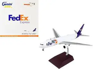 Boeing 767-300F Commercial Aircraft "Federal Express" White w/Purple Tail 1/200 Diecast Model Airplane by GeminiJets