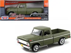1969 Ford F-100 Pickup Truck Green 1/24 Diecast Model Car by Motormax