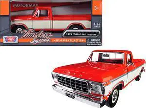 1979 Ford F-150 Custom Pickup Truck Orange and Cream 1/24 Diecast Model Car by Motormax