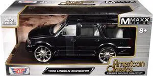 1998 Lincoln Navigator Black Met w/White Interior "Maxx Design" "American Classics" Series 1/24 Diecast Model Car by Motormax