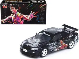 Nissan Skyline GT-R (R34) RHD Black "Bruce Lee Legacy 50 Year Anniversary" 1/64 Diecast Model Car by Inno Models