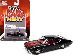 1969 Oldsmobile 442 Black w/Red Stripes & Interior "Racing Champions Mint 2022" Ltd Ed 1/64 Diecast Model Car Racing Champions