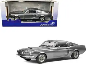 1967 Shelby GT500 Gray Metallic with Black Stripes 1/18 Diecast Model Car by Solido