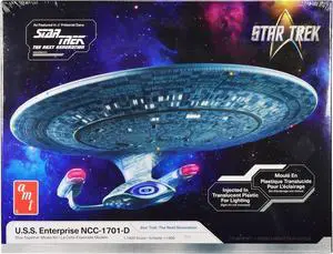 Skill 2 Model Kit U.S.S. Enterprise NCC-1701-D Space Ship "Star Trek" (1987-1994) TV Series 1/1400 Scale Model by AMT