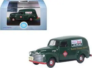 1950 Chevrolet Panel Van "Railway Express Agency" Dark Green 1/87 (HO) Diecast Model Car by Oxford Diecast