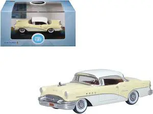 1955 Buick Century Condor Yellow and Dover White with Red Interior 1/87 (HO) Diecast Model Car by Oxford Diecast. Brand new box.