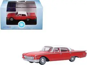 1960 Ford Fairlane Sedan 500 Monte Carlo Red with Corinthian White Top and Interior1/87 (HO) Diecast Model Car by Oxford Diecast