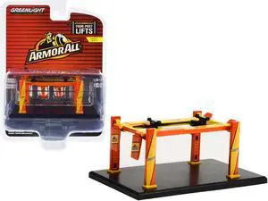 Adjustable Four-Post Lift "ArmorAll" Orange and Yellow "Four-Post Lifts" Series 4 1/64 Diecast Model by Greenlight