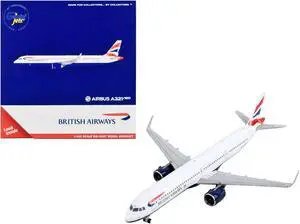 Airbus A321neo Commercial Aircraft "British Airways" White with Tail Stripes 1/400 Diecast Model Airplane by GeminiJets