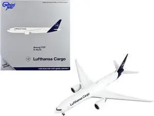 Boeing 777F Commercial Aircraft "Lufthansa Cargo" White with Dark Blue Tail 1/400 Diecast Model Airplane by GeminiJets