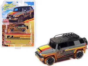 2007 Toyota FJ Cruiser Gray w/Stripes (Muddy Version) w/Roofrack Ltd Ed to 4800 pcs 1/64 Diecast Model Car by Johnny Lightning