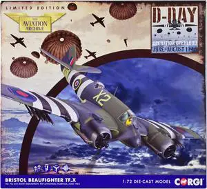 Bristol Beaufighter TF.X Fighter Aircraft "RAF Langham, Norfolk" (1944) British Royal Air Force 1/72 Diecast Model by Corgi