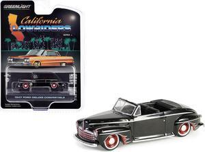 1947 Ford Deluxe Convertible Lowrider Black w/Red Graphics "California Lowriders" Series 5 1/64 Die Cast Model Car by Greenlight