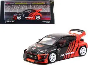 Toyota "Pandem" Yaris RHD (Right Hand Drive) Black & Red "ADVAN" Livery "Hobby43" Series 1/43 Diecast Model Car by Tarmac Works