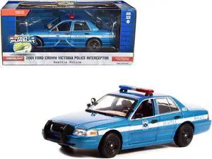 2001 Ford Crown Victoria Police Interceptor Blue Met. "Seattle Police Washington" 1/24 Diecast Model Car by Greenlight