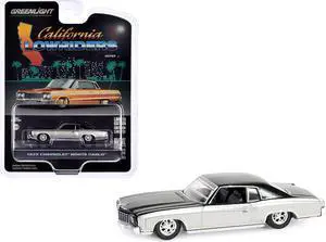 1972 Chevrolet Monte Carlo Lowrider Silver Metallic & Black "California Lowriders" Series 1/64 Die Cast Model Car by Greenlight