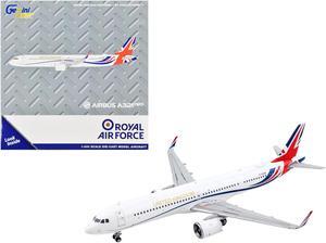 Airbus A321neo Transport Aircraft "Royal Air Force" White with UK Flag Tail 1/400 Diecast Model Airplane by GeminiJets