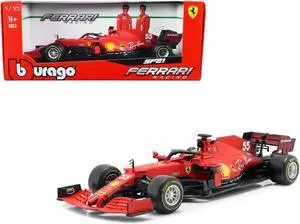 Ferrari SF21 #55 Carlos Sainz Formula One F1 Car "Ferrari Racing" Series 1/18 Diecast Model Car by Bburago
