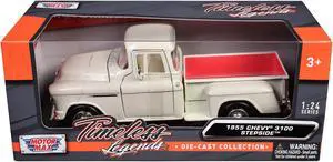1955 Chevrolet 3100 Stepside Pickup Truck Cream w/White Interior "Timeless Legends" Series 1/24 Die Cast Car Model by Motormax