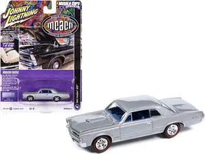 1965 Pontiac GTO Bluemist Slate Metallic with Red Stripes and Blue Interior "MCACN" 1/64 Diecast Model Car by Johnny Lightning