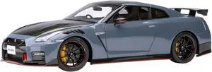 2022 Nissan GT-R (R35) Nismo Special Edition RHD Nismo Stealth Gray with Carbon Hood and Top 1/18 Model Car by Autoart