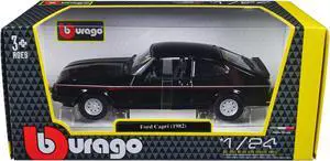 1982 Ford Capri Black with Stripes 1/24 Diecast Model Car by Bburago