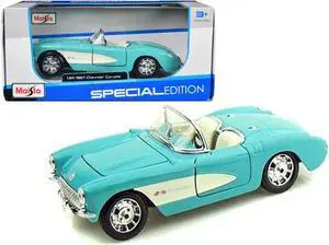 1957 Chevrolet Corvette Convertible Turquoise 1/24 Diecast Model Car by Maisto