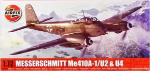 Level 2 Model Kit Messerschmitt Me410A-1/U2 & U4 Fighter-Bomber Aircraft with 2 Scheme Options 1/72 Plastic Model Kit by Airfix
