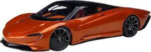 McLaren Speedtail Volcano Orange Metallic with Black Top and Suitcase Accessories 1/18 Model Car by Autoart