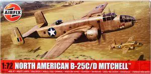 Level 3 Model Kit North American B-25C/D Mitchell Bomber Aircraft with 2 Scheme Options 1/72 Plastic Model Kit by Airfix