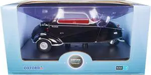 Messerschmitt KR200 Bubble Top Black with Red Interior 1/18 Diecast Model Car by Oxford Diecast