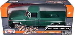 1977 Ford F-150 Custom Pickup Truck Green "Timeless Legends" Series 1/24 Diecast Model Car by Motormax