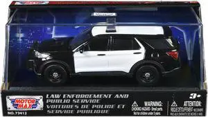 2022 Ford Police Interceptor Black & White Unmarked "Law Enforcement & Public Service" 1/43 Diecast Model Car by Motormax