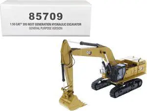 CAT Caterpillar 395 Next Generation Hydraulic Excavator Yellow w/Operator & Tools 1/50 Diecast Model by Diecast Masters