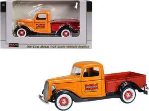 1937 Ford Pickup Truck "Minneapolis Moline" Orange with Red Truck Bed and Black Fenders 1/25 Diecast Model Car by SpecCast