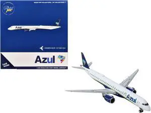 Embraer E195-E2 Commercial Aircraft "Azul Brazilian Airlines" White with Blue Tail 1/400 Diecast Model Airplane by GeminiJets