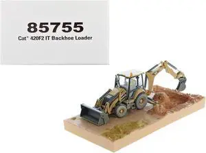 CAT Caterpillar 420F2 IT Backhoe Loader with Operator Yellow "Weathered Series" 1/50 Diecast Model by Diecast Masters