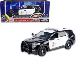 2015 Ford Police Interceptor Utility Black and White "LAPD" w/Lights and Sounds 1/24 Diecast Model Car by Motormax