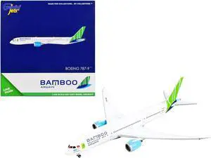 Boeing 787-9 Commercial Aircraft "Bamboo Airways" White with Green Tail 1/400 Diecast Model Airplane by GeminiJets