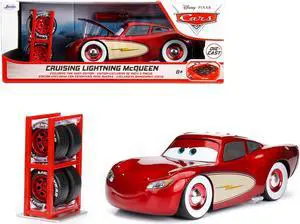 Cruising Lightning McQueen Red Metallic w/Extra Wheels Disney & Pixar "Hollywood Rides" Series Die Cast Model Car by Jada