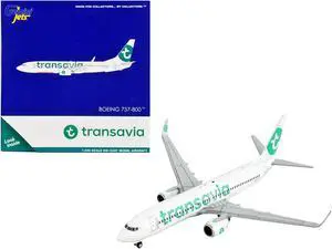 Boeing 737-800 Commercial Aircraft "Transavia Airlines" White with Green Tail 1/400 Diecast Model Airplane by GeminiJets