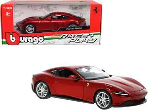 Ferrari Roma Red Metallic "Race + Play" Series 1/24 Diecast Model Car by Bburago