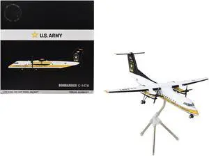 Bombardier C-147A Transport Aircraft US Army White w/Yellow & Black 1/200 Diecast Model Airplane by GeminiJets