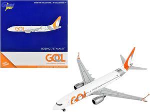 Boeing 737 MAX 8 Commercial Aircraft White with Orange and Silver Tail 1/400 Diecast Model Airplane by GeminiJets