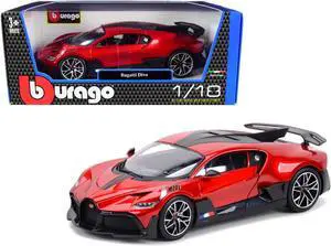 Bugatti Divo Red Metallic with Carbon Accents 1/18 Diecast Model Car by Bburago